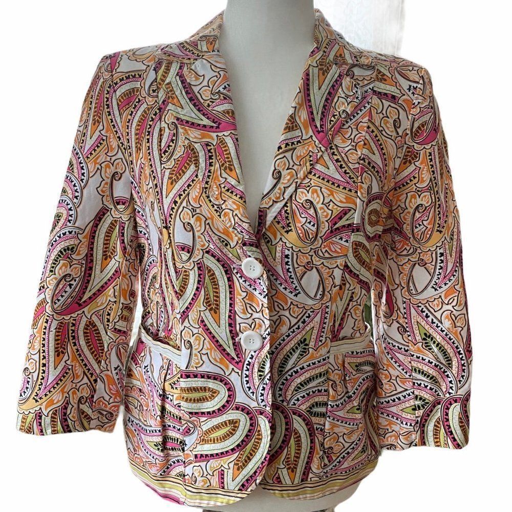 Nue Options Y2K Blazer Pink Orange Paisley Jacket Size S